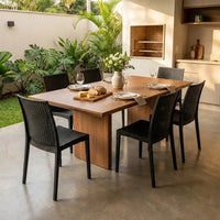Kit 6 Cadeiras Rattan Preta Sala Jantar Área Gourmet