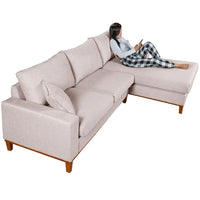 Sofá California 4 Lugares Linho Chaise Esquerda