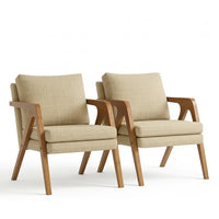 Kit 2 Poltronas Mona Linho Estofada Decorativa Luxo