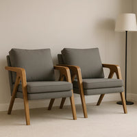 Kit 2 Poltronas Mona Linho Estofada Decorativa Luxo
