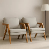 Kit 2 Poltronas Mona Linho Estofada Decorativa Luxo