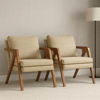 Kit 2 Poltronas Mona Linho Estofada Decorativa Luxo