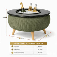 Mesa de Centro + Champanheira Corda Náutica Luxo10Lt