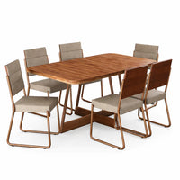 Conjunto de Jantar Élysée Rosé 160cm com 6 Cadeiras