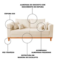 Kit Sofá 3 Lugares e Poltronas Sala de Estar Aurora