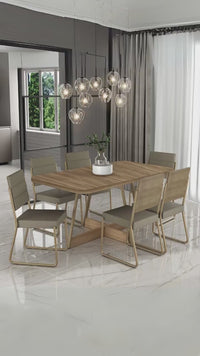 Conjunto de Jantar Élysée Rosé 160cm com 6 Cadeiras