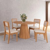 Conjunto Sala de Jantar Mesa Lisboa Hexagonal com 4 Cadeiras Palha Sintética