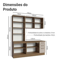 Armário De Cozinha Completa 190cm Com Cristaleira Agata