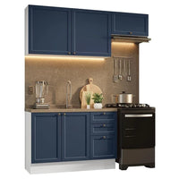 Armário de Cozinha Compacta 180 cm Branco/Azul Vik