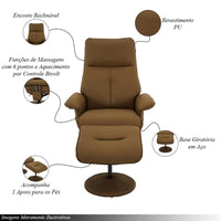 Poltrona de Massagem Reclinável e Giratória Arizona caramelo