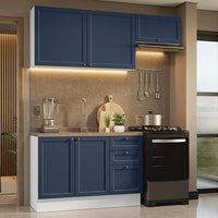 Armário de Cozinha Compacta 180 cm Branco/Azul Vik