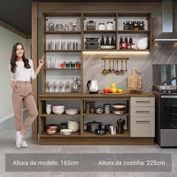 Armário De Cozinha Completa 190cm Com Cristaleira Agata