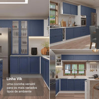 Armário de Cozinha Compacta 180 cm Branco/Azul Vik