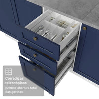 Armário de Cozinha Compacta 180 cm Branco/Azul Vik