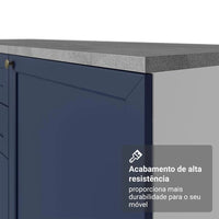 Armário de Cozinha Compacta 180 cm Branco/Azul Vik