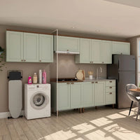 Cozinha Completa Iluminata verde 12 Portas 3 Gavets