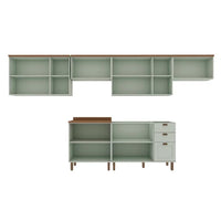 Cozinha Completa Iluminata verde 12 Portas 3 Gavets