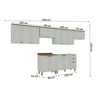 Cozinha Completa Iluminata verde 12 Portas 3 Gavets