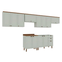 Cozinha Completa Iluminata verde 12 Portas 3 Gavets
