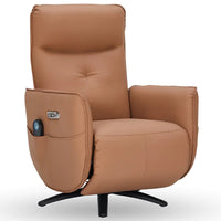Poltrona de Massagem Reclinável Elétrica com Aquecimento couro caramelo