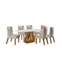 Conjunto Sala de Jantar Mesa Nuance com Tampo de Vidro 6 Cadeiras Atena