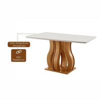Conjunto Sala de Jantar Mesa Nuance com Tampo de Vidro 6 Cadeiras Atena