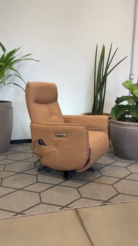 Poltrona de Massagem Reclinável Elétrica com Aquecimento couro caramelo